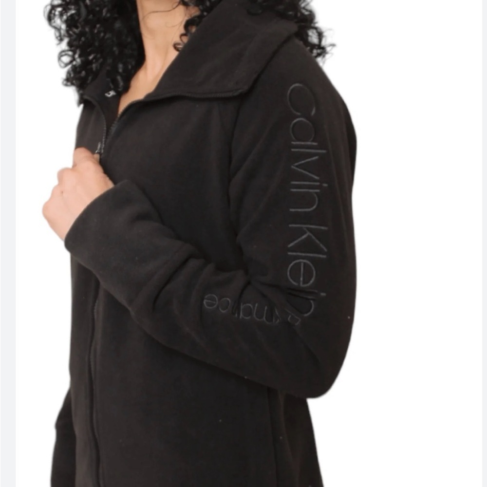 Calvin Klein Logo Polar Fleece Zip-Up Jacket Black /M